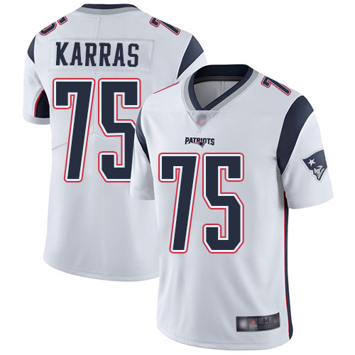 New England Patriots Football #75 Vapor Untouchable Limited White Men Ted Karras Road NFL Jersey